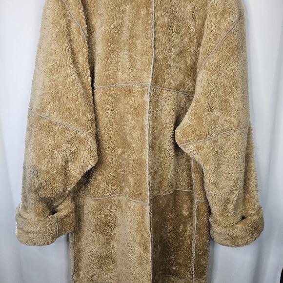 Vintage Marena Marena Two Coat Tan Womens 3X Long Sherpa Overcoat w Hat - Picture 9 of 16